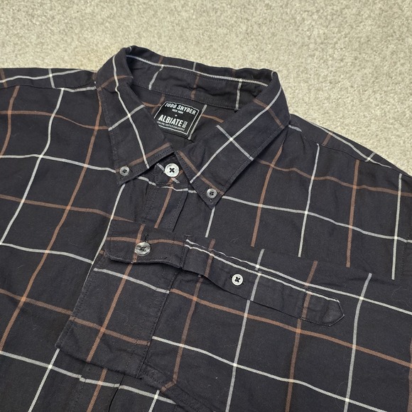 Todd Snyder New York x Albiate Men's Sz XXL Plaid Button Down Black White Orange